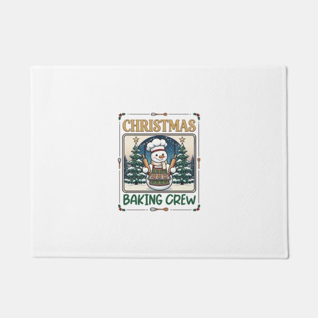 Christmas Baking Crew Snowman Chef Gingerbread Coo Doormat (Front)