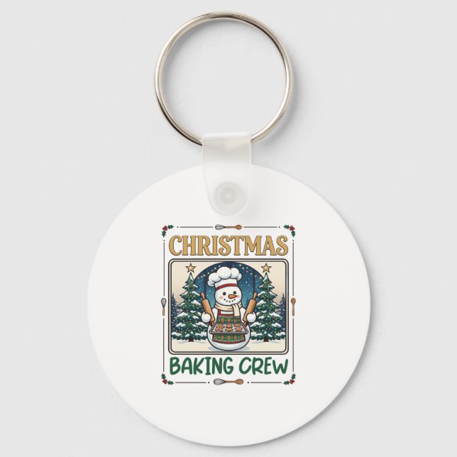 Christmas Baking Crew Snowman Chef Gingerbread Coo Keychain (Front)