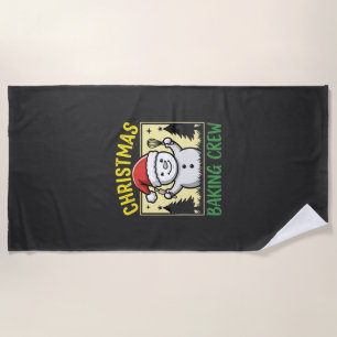 Christmas Baking Crew Snowman Holiday Beach Towel