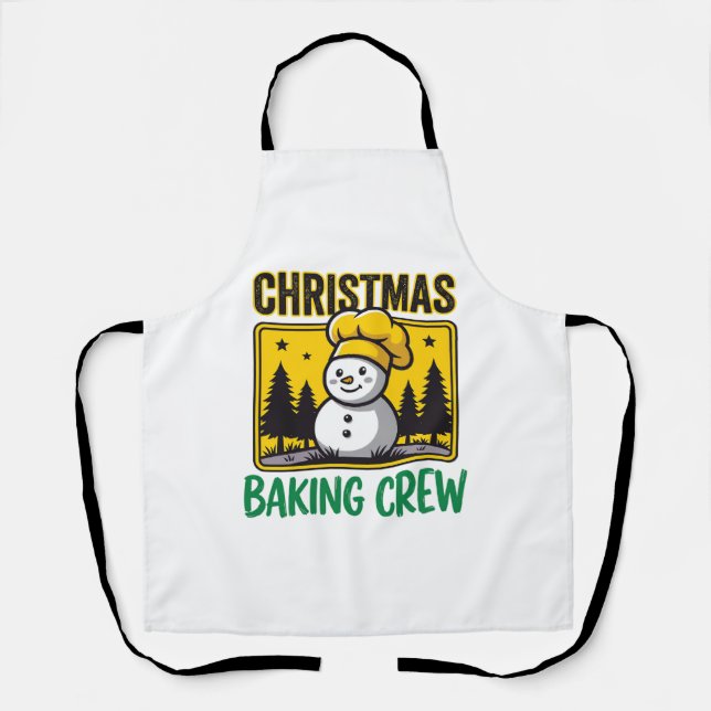 Christmas Baking Crew Snowman Holiday Design Apron (Front)