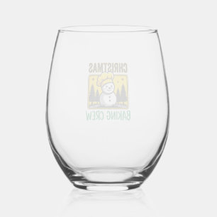 Christmas Baking Crew Snowman Holiday Design Stemless Wine Glass