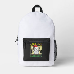Christmas Baking Crew Snowman Holiday Printed Backpack