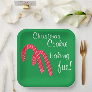 Christmas Baking Fun Candy Canes Paper Plate