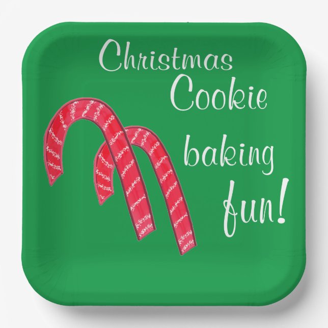 Christmas Baking Fun Candy Canes Paper Plate (Front)