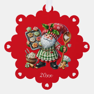 Christmas Baking Gnome Personalized Ornament Card