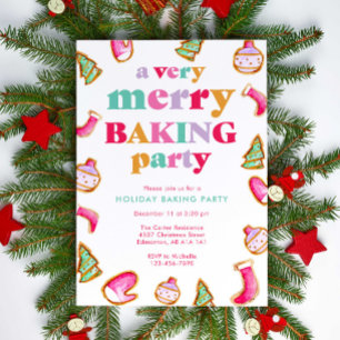 Christmas Baking Party Colourful Holiday Cookies Invitation