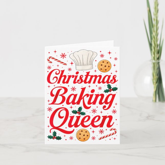 Christmas Baking Queen Funny Xmas Cookie Lover Wom Card (Front)