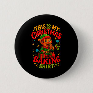 Christmas Baking Shirt Cute Elf Gingerbread Pastry 2 Inch Round Button