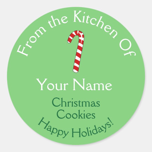 Christmas Baking Stickers Candy Cane Personalized (Front)