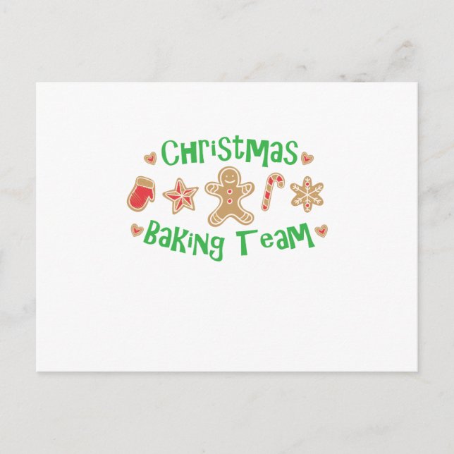 Christmas Baking Team holiday cookie Funny Postcard (Front)