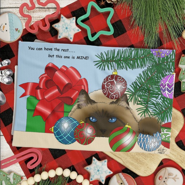 Christmas Ball Cat Kitchen Towel (Creator Uploaded)