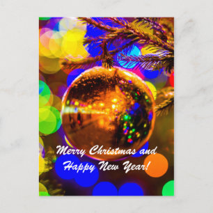 Christmas Ball Colourful Background Holiday Postcard