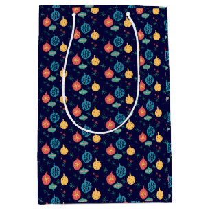 Christmas Ball Green Yellow Vintage Medium Gift Bag