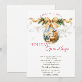 Christmas Ball Nativity Open House Invitation