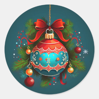 Christmas Ball Ornament Classic Round Sticker