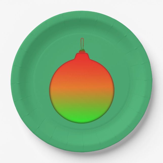 Christmas Ball Ornament Paper Plate (Front)