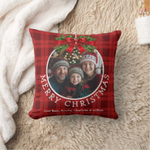 Christmas Ball Ornament Photo Red Buffalo Plaid