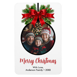 Christmas Ball Ornament Photo White Magnet