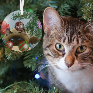 Christmas Ball Ornament Siamese Cat Funny