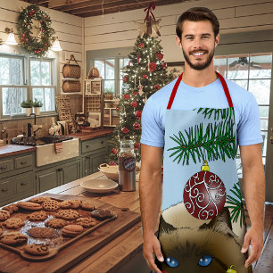 Christmas Ball Ornament Siamese Cat Funny Apron