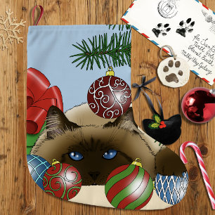 Christmas Ball Ornament Siamese Cat Funny Large Christmas Stocking