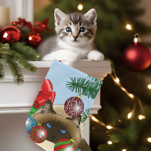 Christmas Ball Ornament Siamese Cat Funny Large Christmas Stocking