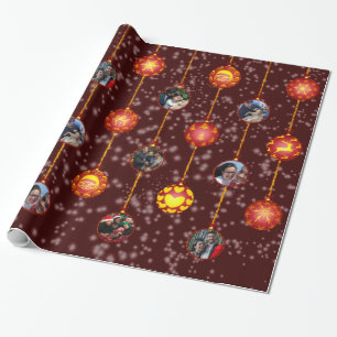 Christmas Ball Ornaments 6 Photos D-Red Wrapping Paper