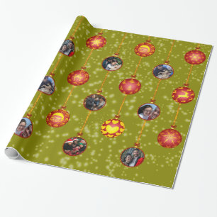 Christmas Ball Ornaments 6 Photos D-Yellow Wrapping Paper