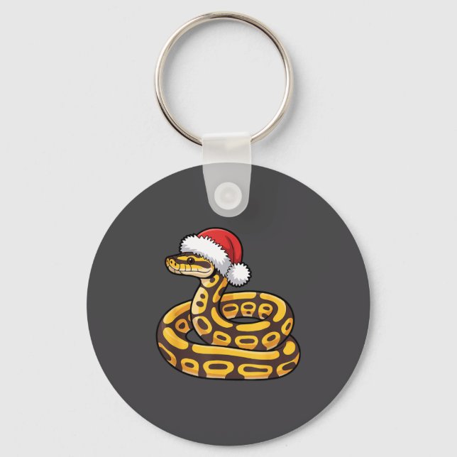 Christmas Ball Python Ugly Xmas Sweater Snake Love Keychain (Front)