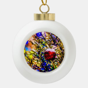 Christmas Ball Red Ceramic Ball Christmas Ornament