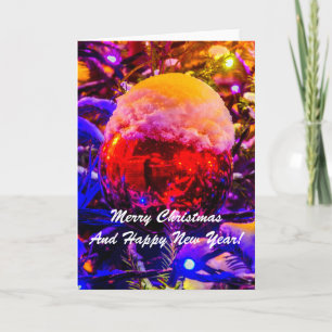 Christmas Ball Red Snow Holiday Card