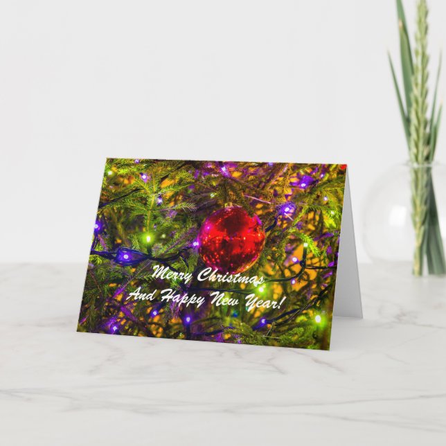 Christmas Ball Red Spruce Holiday Card (Front)