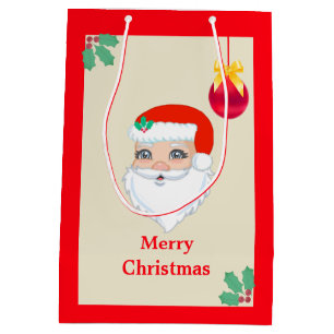 Christmas Ball & Santa Claus Medium Gift Bag