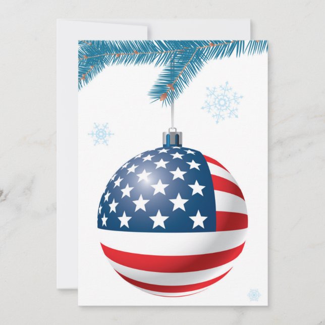Christmas ball with US flag Holiday Card (Front)