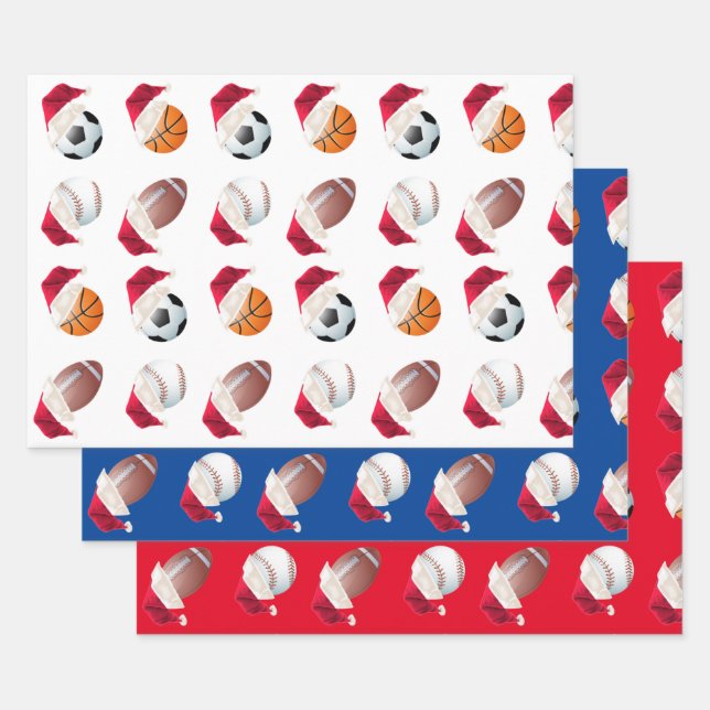 Christmas Baller Sports Funny Santa Holiday Set Wrapping Paper Sheet (Set)