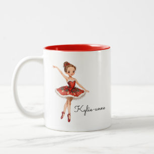 Christmas Ballerina Girl  Two-Tone Coffee Mug
