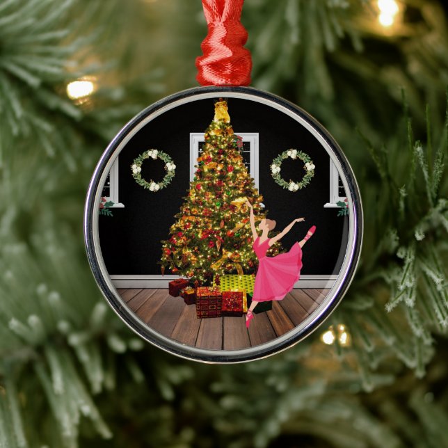 Christmas Ballerina  Metal Ornament (Tree)