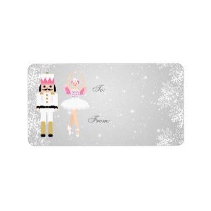 Christmas Ballerina & Nutcracker, snowflakes Label