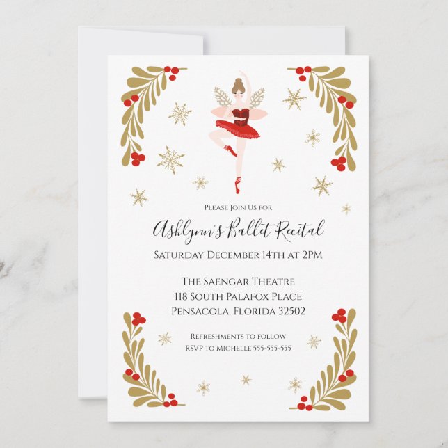 Christmas Ballet Considérant Invitation (Devant)
