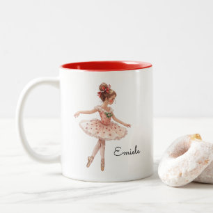 Christmas Ballet Girl Dance Two-Tone Coffee Mug