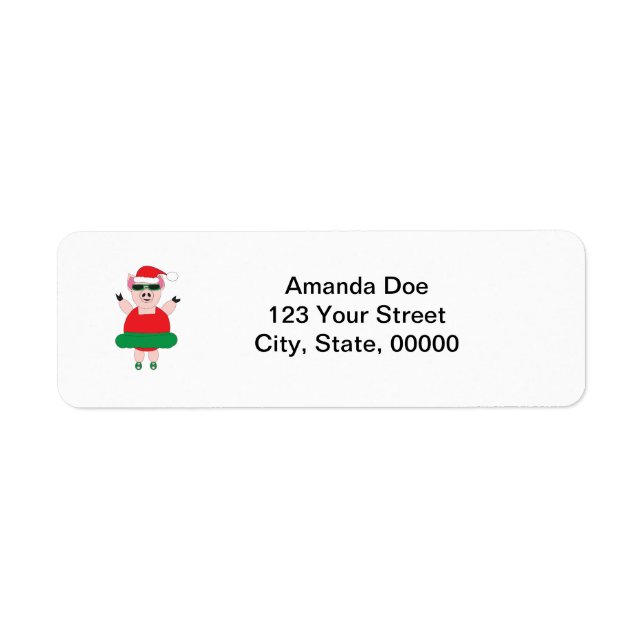 Christmas Ballet Pig Adresse de retour Personnalis (Devant)