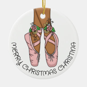 Christmas Ballet Slippers Personalized  Ceramic Or Ornament
