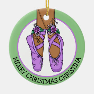 Christmas Ballet Slippers Personalized Ceramic Ornament