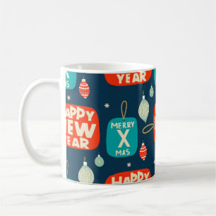 Christmas balls and ornaments vintage pattern back coffee mug
