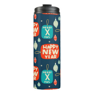 Christmas balls and ornaments vintage pattern back thermal tumbler