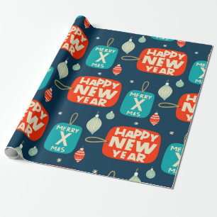 Christmas balls and ornaments vintage pattern back wrapping paper