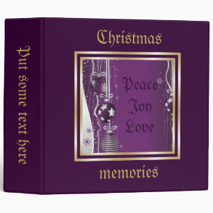 Christmas Balls And Ribbons Purple, Silver Custom Binder