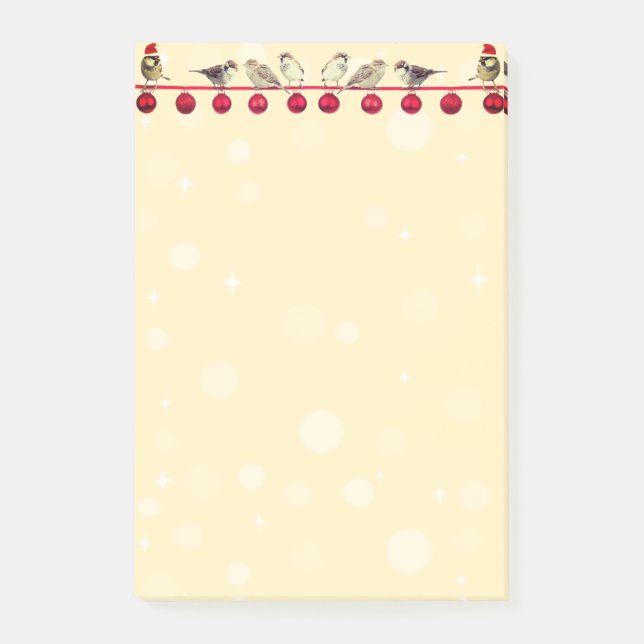 Christmas balls & carol birds post-it notes (Front)