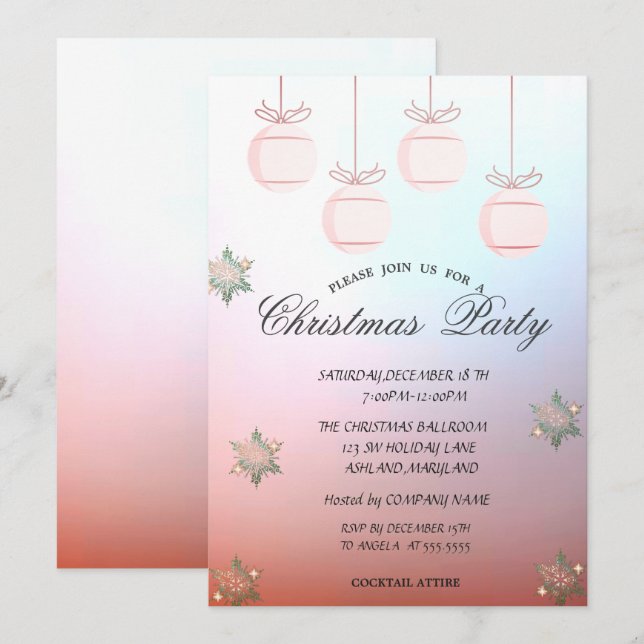 Christmas Balls,Colourful Corporate Christmas Part Invitation (Front/Back)