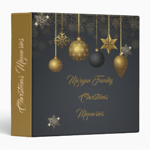  Christmas Balls Gold Snowflakes Dark Binder